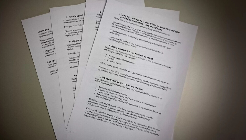 RÅD: Her er tipsene Samarbeid mot svart økonomi har lagt frem. RÅD: Her er tipsene Samarbeid mot svart økonomi har lagt frem.