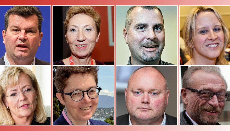 Øverst fra venstre: Hans-Christian Gabrielsen, Peggy Hessen Følsvik, Roger Haga Heimli og Julie Lødrup.Nederst fra venstre: Trude Tinnlund, René Rasmussen, Are Tommasgård og Terje O. Olsson Øverst fra venstre: Hans-Christian Gabrielsen, Peggy Hessen Følsvik, Roger Haga Heimli og Julie Lødrup.Nederst fra venstre: Trude Tinnlund, René Rasmussen, Are Tommasgård og Terje O. Olsson
