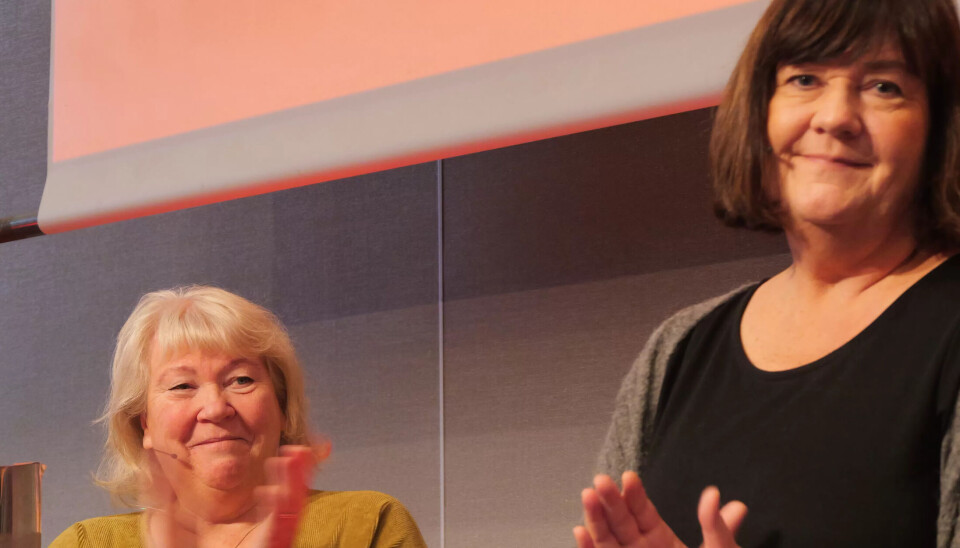 ERFARINGAR: Grete Olsen i Fagforbundet Moss og Inger-Lise Skartlien leiar av kommunetorget i Moss delte scene på Fagforbundet sin Landskonferanse. ERFARINGAR: Grete Olsen i Fagforbundet Moss og Inger-Lise Skartlien leiar av kommunetorget i Moss delte scene på Fagforbundet sin Landskonferanse.