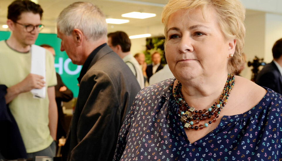 – Jeg opplever at juni-måneden har vært en mer vanlig politisk måned, sier Erna Solberg. – Jeg opplever at juni-måneden har vært en mer vanlig politisk måned, sier Erna Solberg.