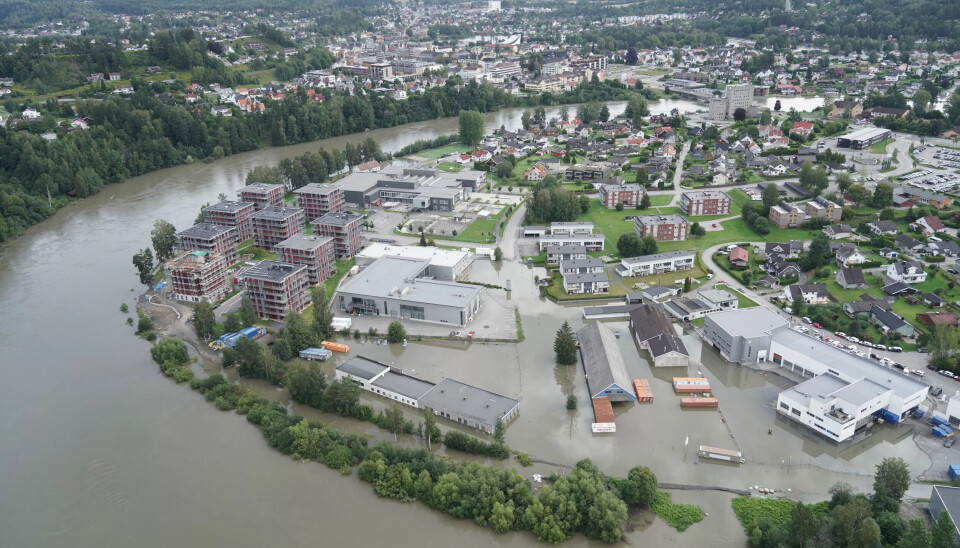 HANS: Slik så Hønefoss ut etter ekstremværet i 2023. HANS: Slik så Hønefoss ut etter ekstremværet i 2023.