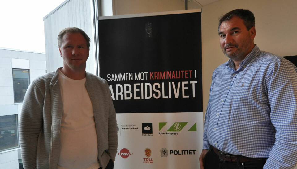 AVSLØRER: - Vi er effektive med koordinert innsats, sier seksjonssjef i Skatt Øst og koordinator for a-krimsenteret i Oslo, Bjørn Marhaug (t.h.). Her med koordinator for analyseteamet, Dag Nordagen Selsjord. AVSLØRER: - Vi er effektive med koordinert innsats, sier seksjonssjef i Skatt Øst og koordinator for a-krimsenteret i Oslo, Bjørn Marhaug (t.h.). Her med koordinator for analyseteamet, Dag Nordagen Selsjord.