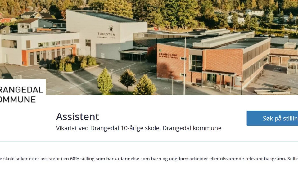 TRENGER FOLK: Drangedal kommune har denne annonsen ute. TRENGER FOLK: Drangedal kommune har denne annonsen ute.