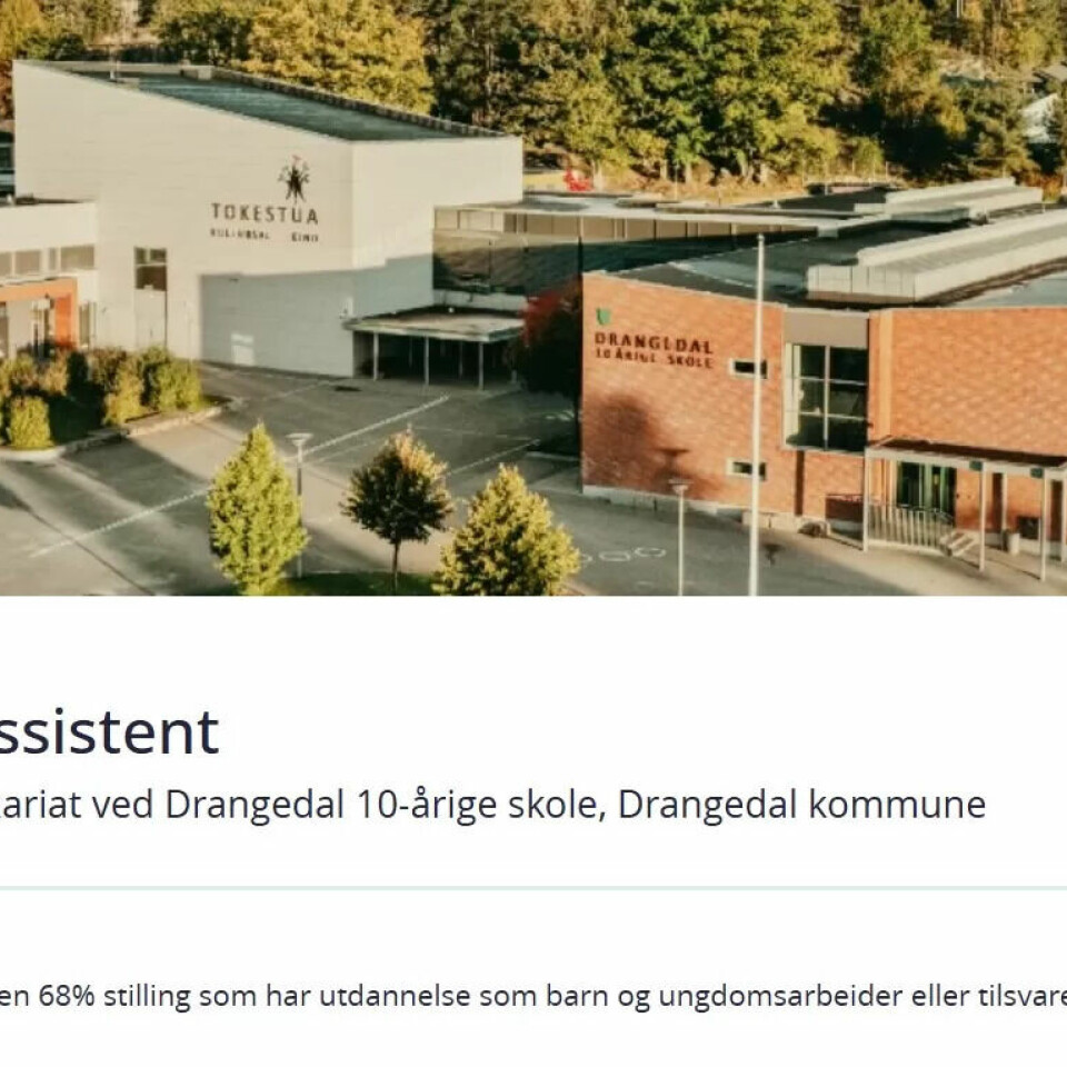TRENGER FOLK: Drangedal kommune har denne annonsen ute. TRENGER FOLK: Drangedal kommune har denne annonsen ute.