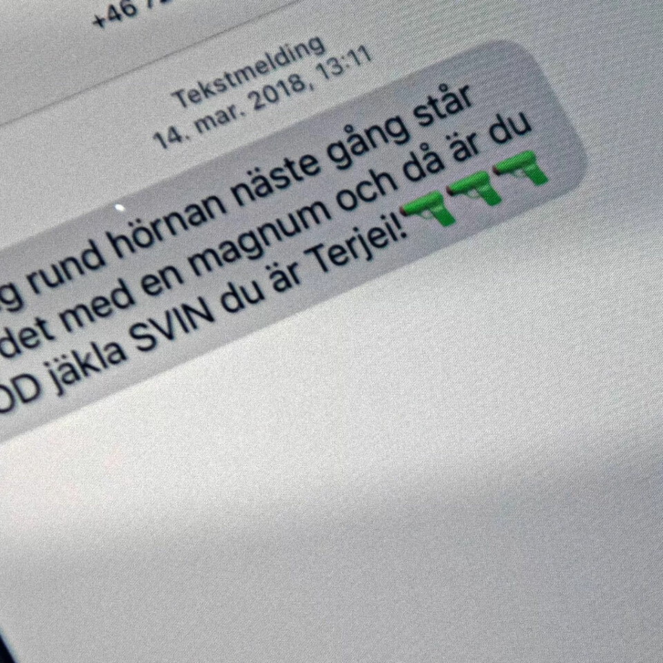 HATET: Et eksempel på en melding mottatt av Tarjei. Dødstrusselen ble etterforsket av politet, uten resultat. HATET: Et eksempel på en melding mottatt av Tarjei. Dødstrusselen ble etterforsket av politet, uten resultat.