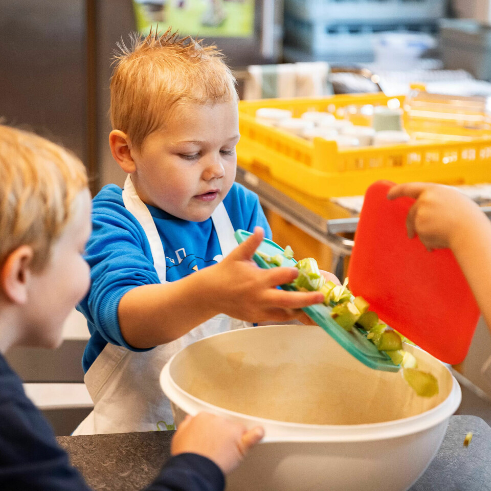 RUTINERTE: Hjemmelagde supper er nærmest blitt en spesialitet i Skramstad barnehage. Ukentlig serveres det supper med sesongens råvarer fra egen kjøkkenhage. RUTINERTE: Hjemmelagde supper er nærmest blitt en spesialitet i Skramstad barnehage. Ukentlig serveres det supper med sesongens råvarer fra egen kjøkkenhage.