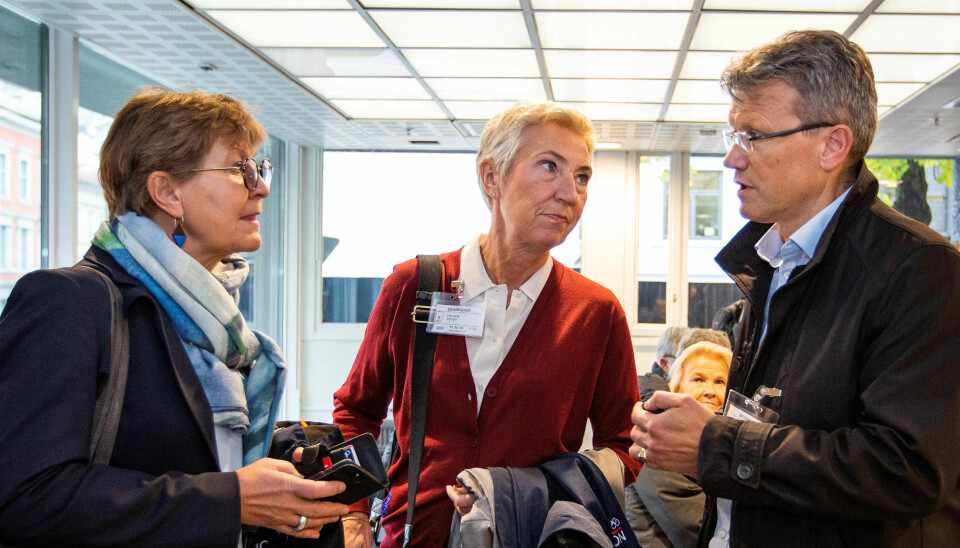 Fra venstre: Leder i Fagforbundet, Mette Nord, LO-leder Peggy Hessen Følsvik og leder i LO Stat, Egil André Aas Fra venstre: Leder i Fagforbundet, Mette Nord, LO-leder Peggy Hessen Følsvik og leder i LO Stat, Egil André Aas
