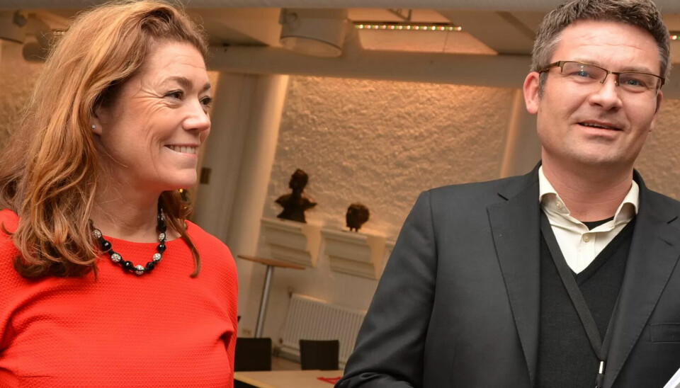 - AFP-ordningen er underfinansiert, mener Kristin Skogen Lund. Tull, svarer Roger Bjørnstad (til høyre). NHO-direktør Kristin Skogen Lund til venstre. - AFP-ordningen er underfinansiert, mener Kristin Skogen Lund. Tull, svarer Roger Bjørnstad (til høyre). NHO-direktør Kristin Skogen Lund til venstre.