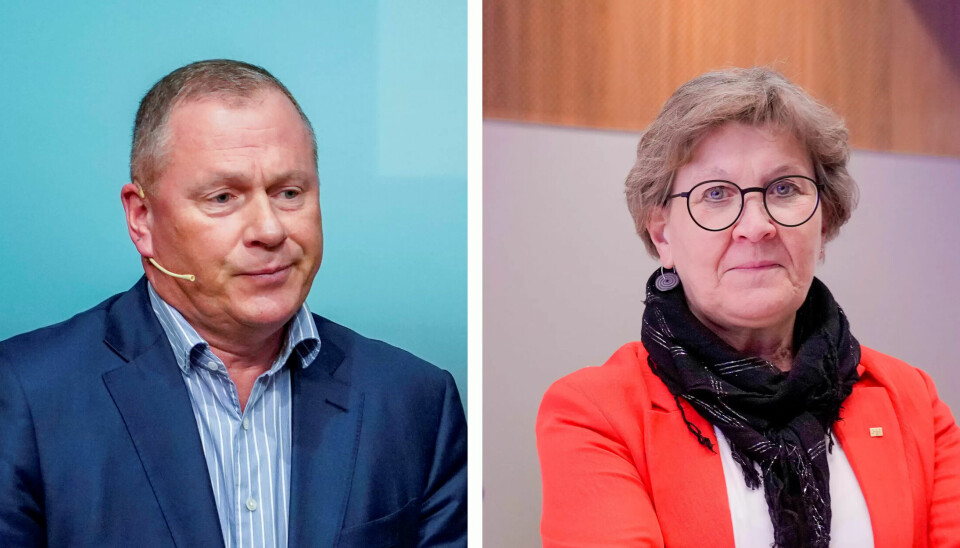 KLAR APPELL: Fagforbundet, her ved leder Mette Nord, har gått sammen med Norsk Folkehjelp om en tydelig bestilling til Oljefondet, her ved leder Nicolai Tangen. KLAR APPELL: Fagforbundet, her ved leder Mette Nord, har gått sammen med Norsk Folkehjelp om en tydelig bestilling til Oljefondet, her ved leder Nicolai Tangen.