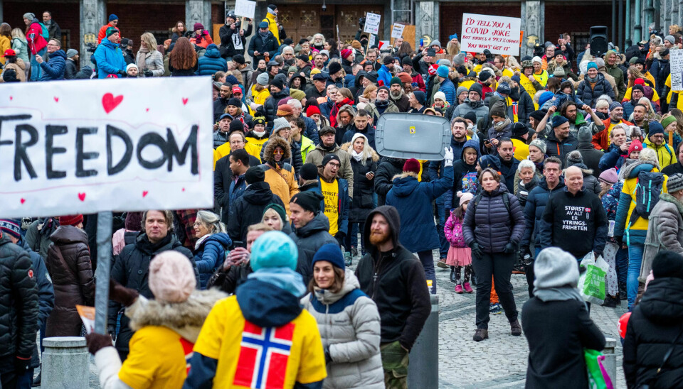 Bildet er fra demonstrasjonen mot koronatiltakene i Oslo 28. november. Bildet er fra demonstrasjonen mot koronatiltakene i Oslo 28. november.