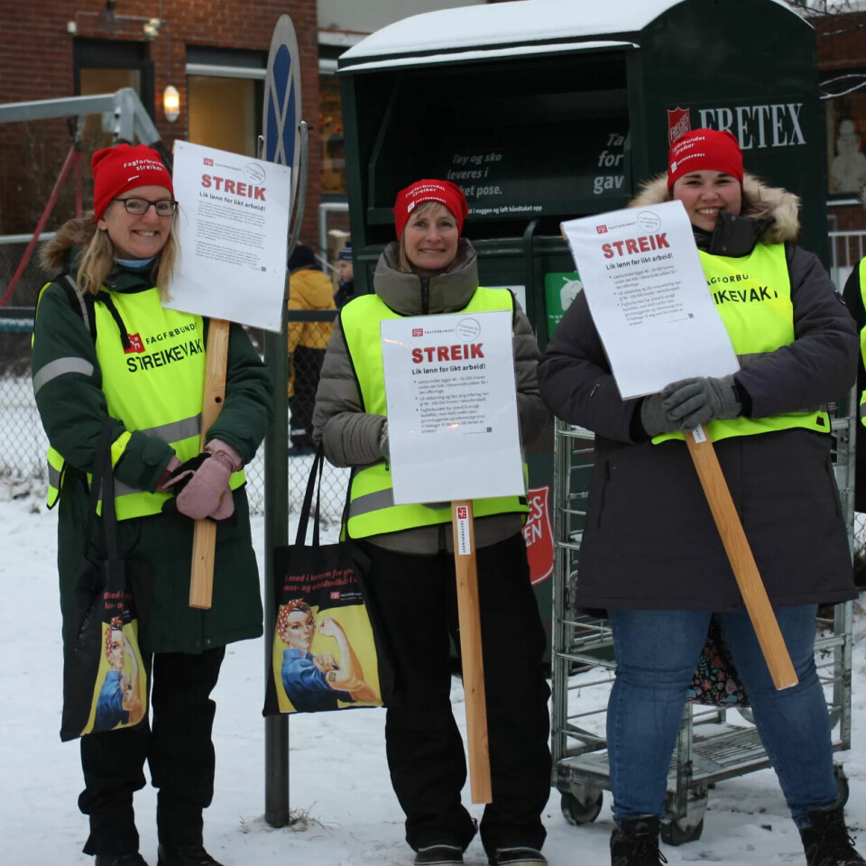 STREIKER: I Frelsesarmeens Regnbuen barnehage i Oslo er 18 Fagforbundet-medlemmer tatt ut i streik. STREIKER: I Frelsesarmeens Regnbuen barnehage i Oslo er 18 Fagforbundet-medlemmer tatt ut i streik.