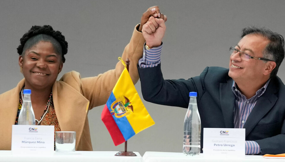 HISTORISKE: Gustavo Petro er venstresidens første president i Colombia. Visepresidenten er Francia Márquez, landets første svarte kvinne i en slik post. HISTORISKE: Gustavo Petro er venstresidens første president i Colombia. Visepresidenten er Francia Márquez, landets første svarte kvinne i en slik post.