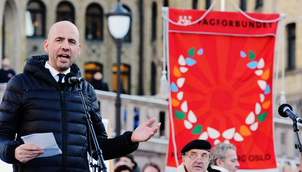 Arild Grande (Ap) var aktiv under markeringene mot bemanningsbransjen i vår Arild Grande (Ap) var aktiv under markeringene mot bemanningsbransjen i vår