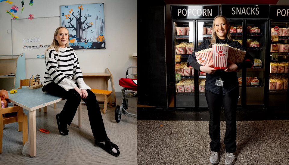 Etter full jobb i barnehagen, forvandlast Andrea til kinovert. Etter full jobb i barnehagen, forvandlast Andrea til kinovert.