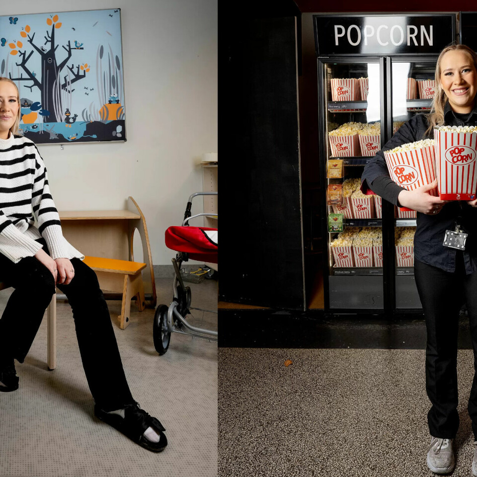 Etter full jobb i barnehagen, forvandlast Andrea til kinovert. Etter full jobb i barnehagen, forvandlast Andrea til kinovert.