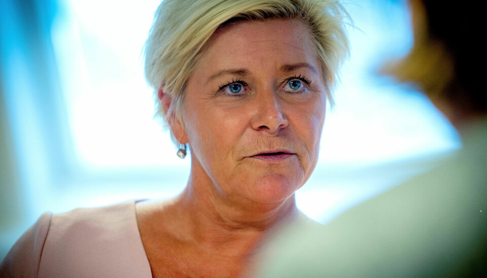 Finansminister og Frp-leder Siv Jensen. Finansminister og Frp-leder Siv Jensen.