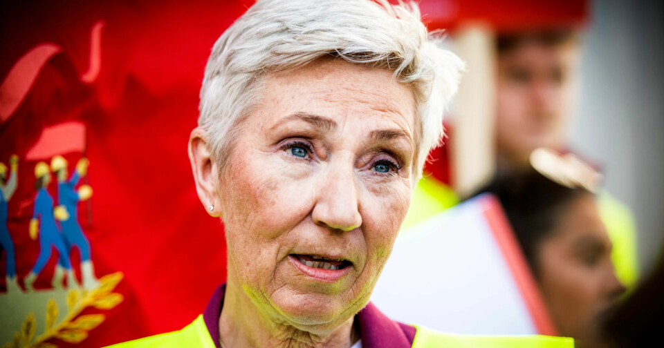 – Jeg mener at arbeidslinjen er helt sentral i den norske modellen, sier LO-leder Peggy Hessen Følsvik. – Jeg mener at arbeidslinjen er helt sentral i den norske modellen, sier LO-leder Peggy Hessen Følsvik.