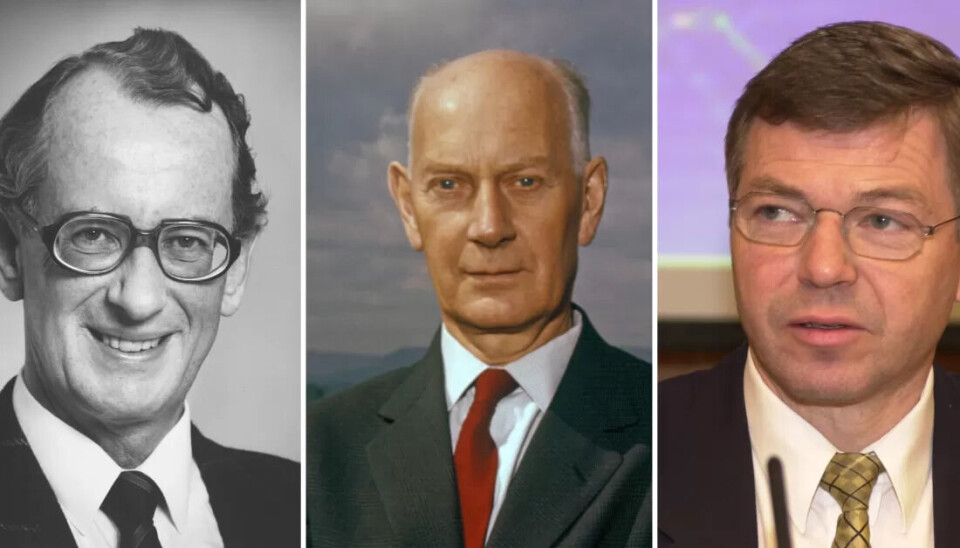 Fra venstre: Jan P. Syses (H), Einar Gerhardsen (Ap) og Kjell Magne Bondevik (Krf). Alle tre opplevde regjeringskriser som statsministere. Fra venstre: Jan P. Syses (H), Einar Gerhardsen (Ap) og Kjell Magne Bondevik (Krf). Alle tre opplevde regjeringskriser som statsministere.