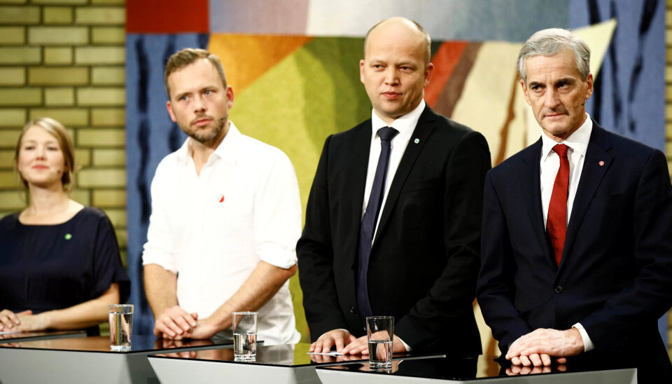SV-leder Audun Lysbakken, Sp-leder Trygve Slagsvold Vedum og Ap-leder Jonas Gahs Støre side om side i partilederdebatt. (Arkivfoto) SV-leder Audun Lysbakken, Sp-leder Trygve Slagsvold Vedum og Ap-leder Jonas Gahs Støre side om side i partilederdebatt. (Arkivfoto)