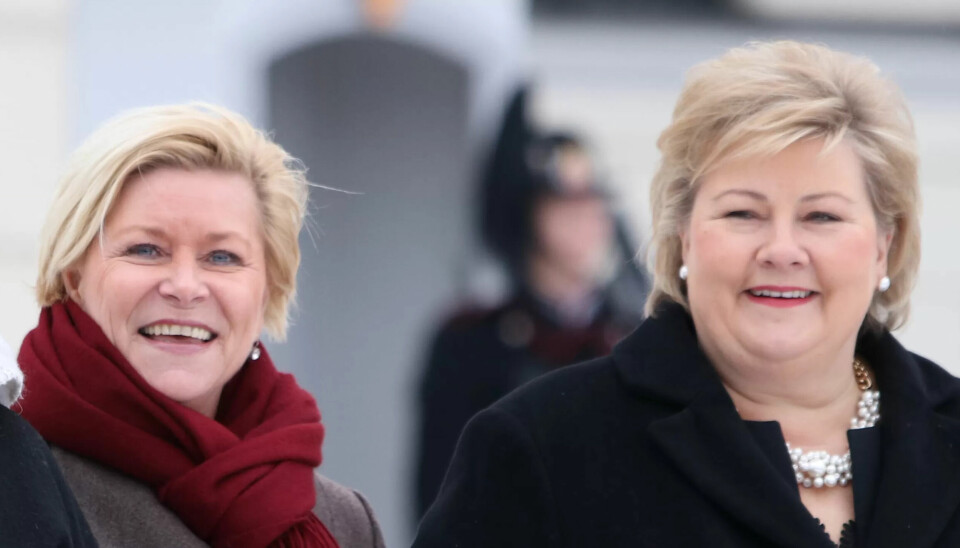 Skal man tro finansminister Siv Jensen (Frp) og statsminister Erna Solberg (H) (t.v.) er kommuneøkonomien veldig god. Men kan vi lite på det? Skal man tro finansminister Siv Jensen (Frp) og statsminister Erna Solberg (H) (t.v.) er kommuneøkonomien veldig god. Men kan vi lite på det?