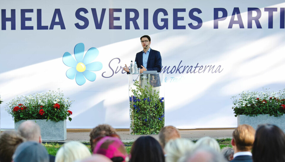 Partileiar Jimmie Åkesson i Sverigedemokraterna kan juble over kraftig framgang blant LO-medlemmer. Partileiar Jimmie Åkesson i Sverigedemokraterna kan juble over kraftig framgang blant LO-medlemmer.