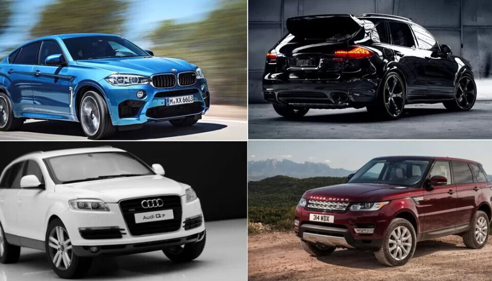 På lista over biler der leasingavtalene var misligholdt finner vi tre Audi Q7, en BMW X6, en Porsche Cayenne og tre Land Rovere i luksusklassen. På lista over biler der leasingavtalene var misligholdt finner vi tre Audi Q7, en BMW X6, en Porsche Cayenne og tre Land Rovere i luksusklassen.