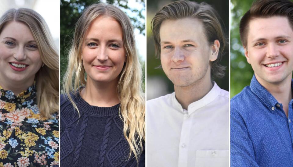 KrFU-leiar Martine Tønnessen, UH-leiar Sandra Bruflot, UV-leiar Sondre Hansmark FpU-leiar Bjørn-Kristian Svendsrud går ut i felles front mot sjukeløna. KrFU-leiar Martine Tønnessen, UH-leiar Sandra Bruflot, UV-leiar Sondre Hansmark FpU-leiar Bjørn-Kristian Svendsrud går ut i felles front mot sjukeløna.