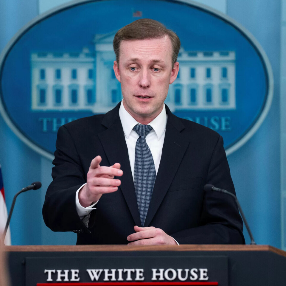 SVARE: USAs nasjonale sikkerhetsrådgiver Jake Sullivan på en pressekonferanse onsdag. SVARE: USAs nasjonale sikkerhetsrådgiver Jake Sullivan på en pressekonferanse onsdag.