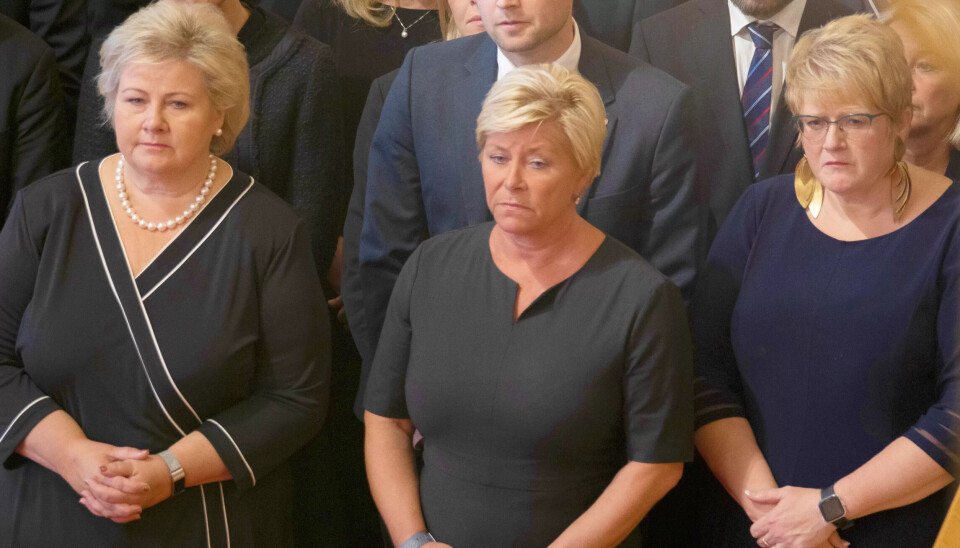Erna Solberg, Siv Jensen og Trine Skei Grande. Erna Solberg, Siv Jensen og Trine Skei Grande.