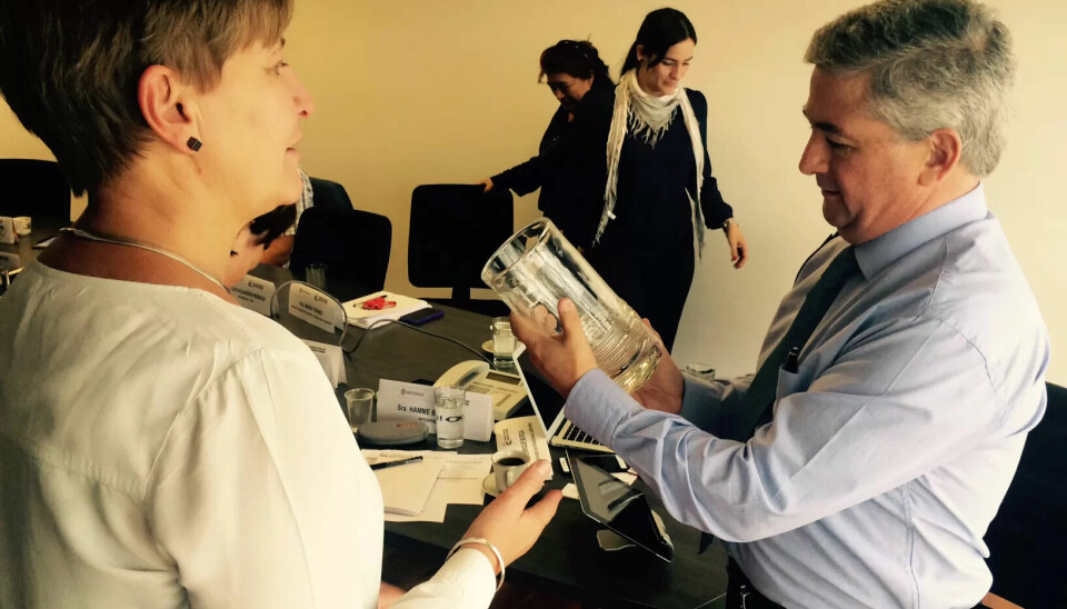 Leder av Los delegassjon til Colombia, Mette Nord og statssekretær i det colombianske arbeidsdepartementet, Enrique Bords. Leder av Los delegassjon til Colombia, Mette Nord og statssekretær i det colombianske arbeidsdepartementet, Enrique Bords.