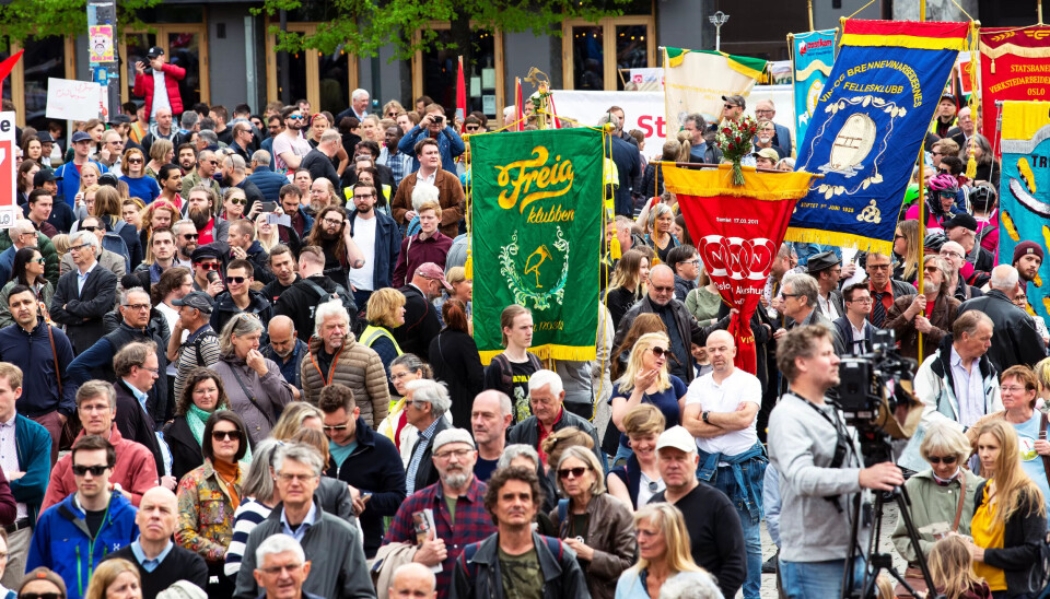 PÅ NETT: Slik så det ut under fjorårets 1. mai-markering i Oslo. I år er målet at like mange vil delta over hele landet, bare at det skjer på en felles plattform på nett. PÅ NETT: Slik så det ut under fjorårets 1. mai-markering i Oslo. I år er målet at like mange vil delta over hele landet, bare at det skjer på en felles plattform på nett.