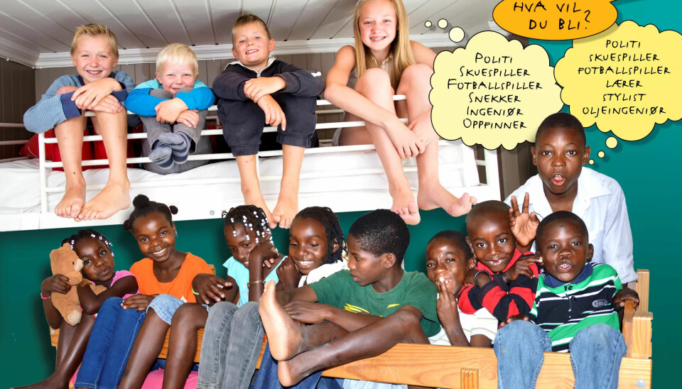 NORGE: Andreas, Sindri, Julius og Ida Marie. ANGOLA: Estrella, Suzi, Veronica, Bela, Eureko, Ramondo, Zito, Segunda og Batista. NORGE: Andreas, Sindri, Julius og Ida Marie. ANGOLA: Estrella, Suzi, Veronica, Bela, Eureko, Ramondo, Zito, Segunda og Batista.
