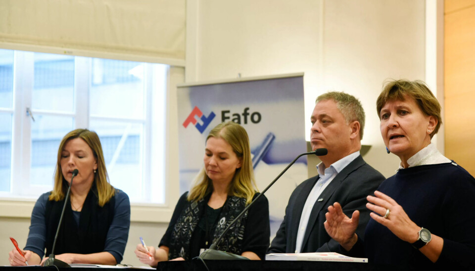 ENIGE OG UENIGE: Arbeidstakere og arbeidsgivere er enige om målet, men ikke alltid om veien fram. Fra v: Anne Turid Wikdahl fra Spekter, Hanne Børrestuen fra KS, Erik Kollerud fra Delta og Mette Nord fra Fagforbundet. ENIGE OG UENIGE: Arbeidstakere og arbeidsgivere er enige om målet, men ikke alltid om veien fram. Fra v: Anne Turid Wikdahl fra Spekter, Hanne Børrestuen fra KS, Erik Kollerud fra Delta og Mette Nord fra Fagforbundet.