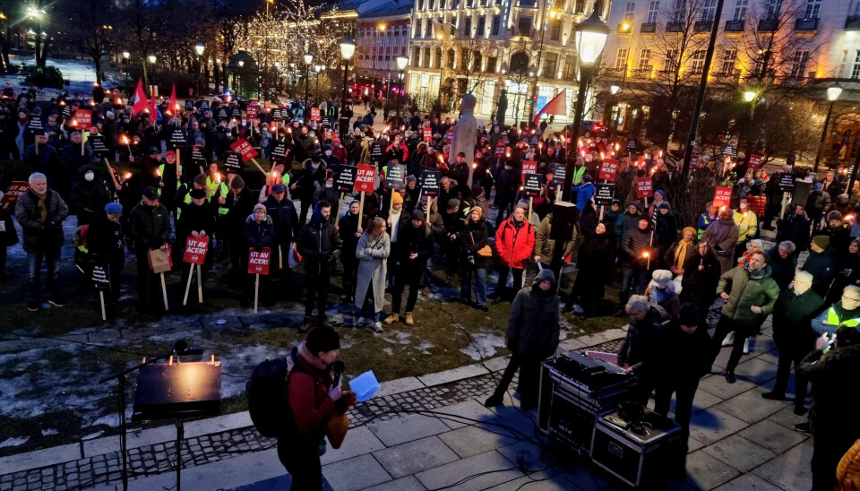 GODT FYLT: Rundt 800 møtte opp på markeringen i hovedstaden, ifølge LO i Oslos leder Ingunn Gjerstad. GODT FYLT: Rundt 800 møtte opp på markeringen i hovedstaden, ifølge LO i Oslos leder Ingunn Gjerstad.