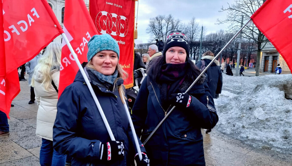 PROBLEM: Anne Elisabeth Uran og Maren Oddvang fra Fagforbundet i Oslo mener strømprisene har blitt problematisk høye. PROBLEM: Anne Elisabeth Uran og Maren Oddvang fra Fagforbundet i Oslo mener strømprisene har blitt problematisk høye.