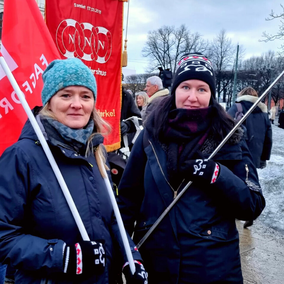 PROBLEM: Anne Elisabeth Uran og Maren Oddvang fra Fagforbundet i Oslo mener strømprisene har blitt problematisk høye. PROBLEM: Anne Elisabeth Uran og Maren Oddvang fra Fagforbundet i Oslo mener strømprisene har blitt problematisk høye.