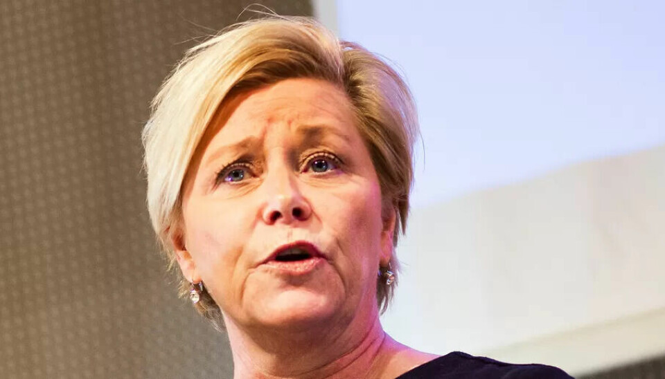 Finansminister Siv Jensen. Finansminister Siv Jensen.