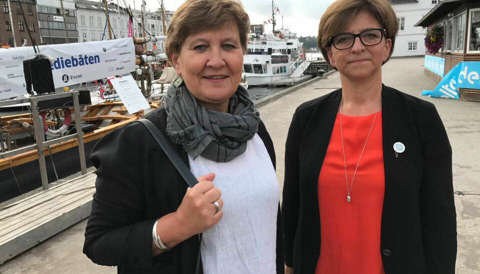 Mette Nord (t.v.) i Fagforbundet og Eli Gunhild By i Norsk Sykepleierforbund ville gjerne hatt et klarere svar fra Venstre og Høyre. Mette Nord (t.v.) i Fagforbundet og Eli Gunhild By i Norsk Sykepleierforbund ville gjerne hatt et klarere svar fra Venstre og Høyre.