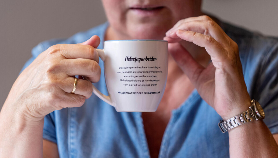 YRKESSTOLTHET: I kjøkkenskapet hjemme i Vindafjord, er denne koppen reservert. YRKESSTOLTHET: I kjøkkenskapet hjemme i Vindafjord, er denne koppen reservert.