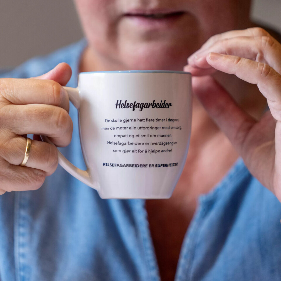 YRKESSTOLTHET: I kjøkkenskapet hjemme i Vindafjord, er denne koppen reservert. YRKESSTOLTHET: I kjøkkenskapet hjemme i Vindafjord, er denne koppen reservert.