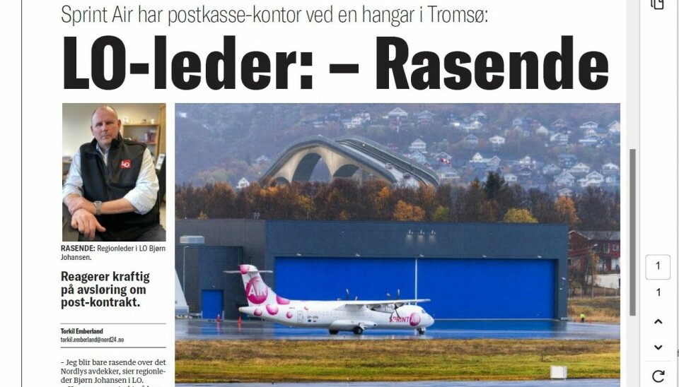 KRITISK: Tromsø-avisa Nordlys omtalte SprintAir-saken først. Det som framkom skapte sterke reaksjoner, blant annet fra regionleder Bjørn Johansen i LO.