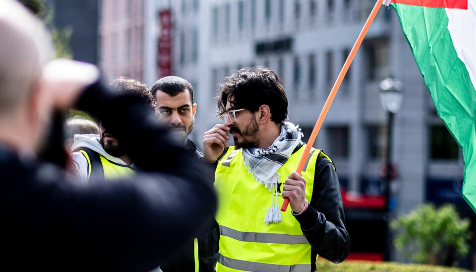 DEMONSTRASJON: Huthayfa Abusseriya dro til Egypt sammen med mange andre palestinaaktivister. Bildet er tatt i forbindelse med en demonstrasjon foran Stortinget i fjor høst.