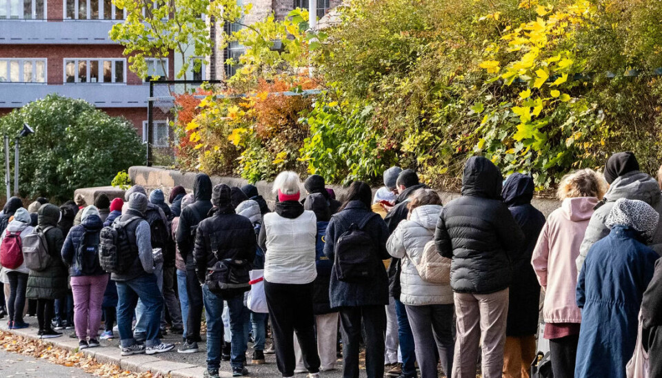 FATTIGDOM: Matkø ved fattighuset i Oslo 20. oktober 2023.