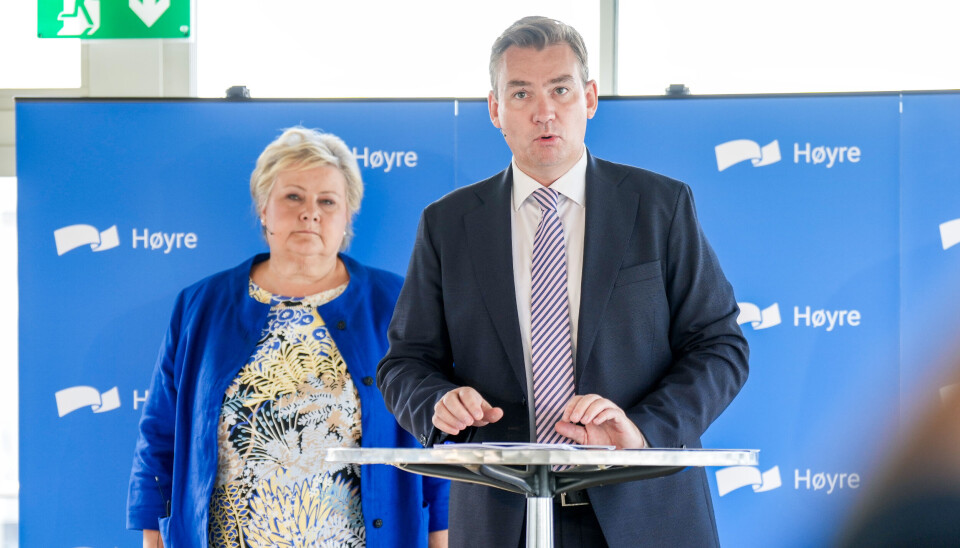 FORESLÅR ALDERSGRENSE: Høyre-leder Erna Solberg og nestleder Henrik Asheim vil ha en grense på 30 år for uføretrygd.