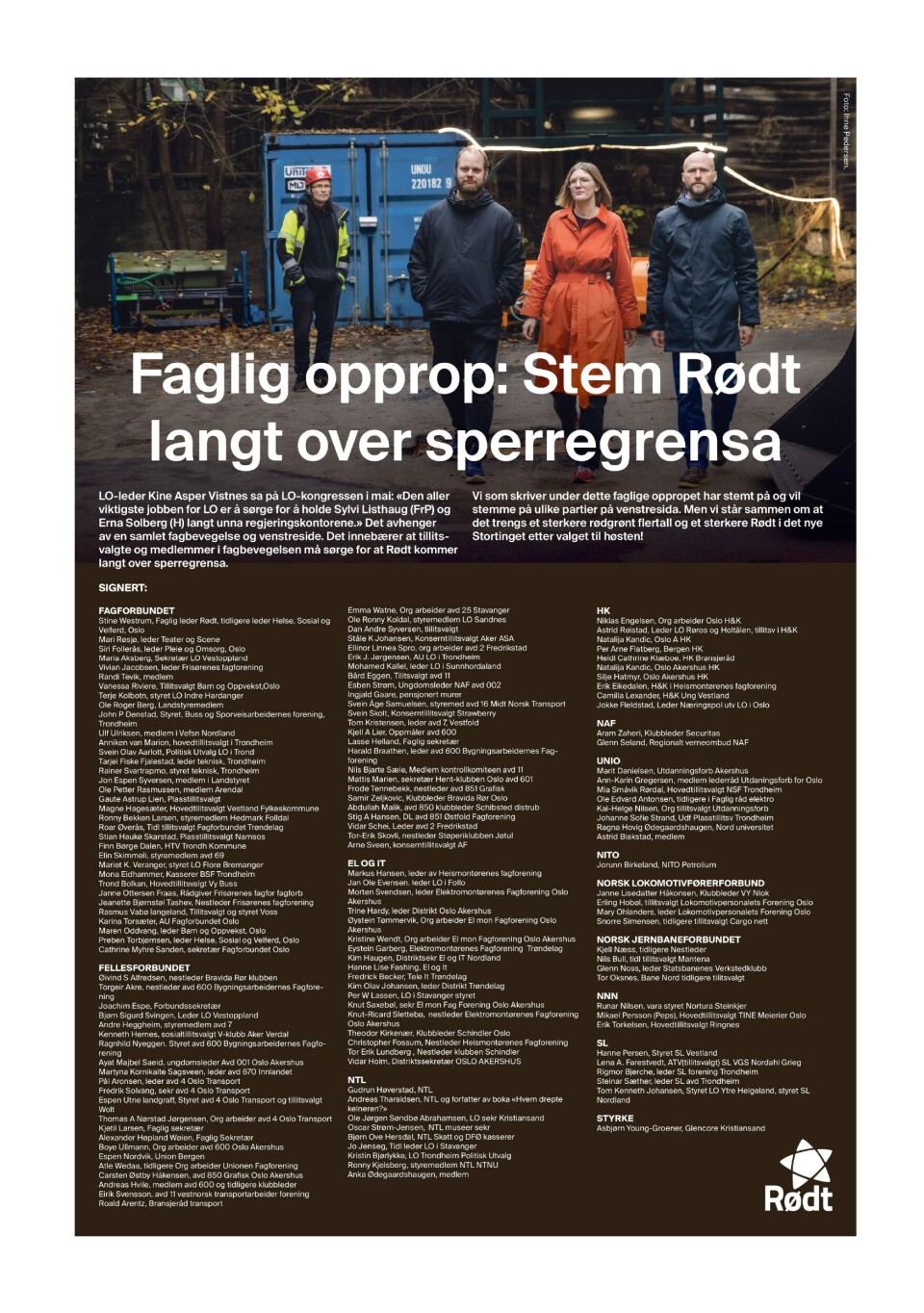 ANNONSERER: Faksimile fra Klassekampen 1. september.