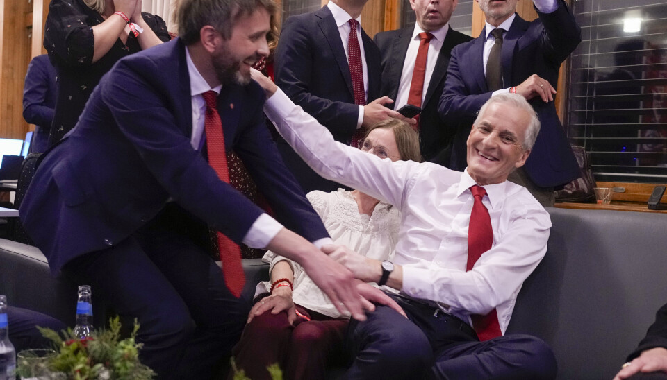 GLADE: Arbeiderpartiets Jonas Gahr Støre og hans team.