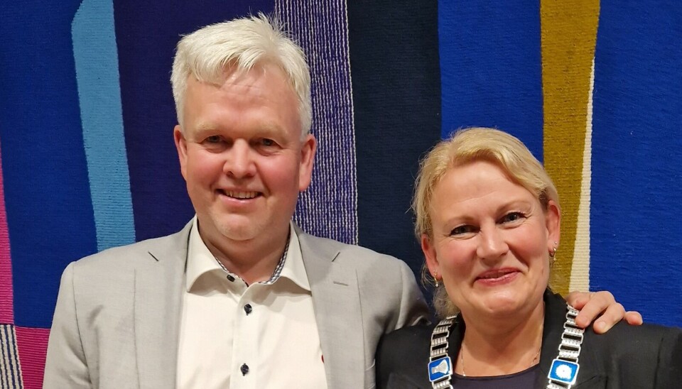 DUO: Steenersen (Frp) er vara på stortinget. Bildet er frå 2023 då han blei vald til varaordførar og Cecilie Dahl-Jørgensen Pind (H) blei ordførar.