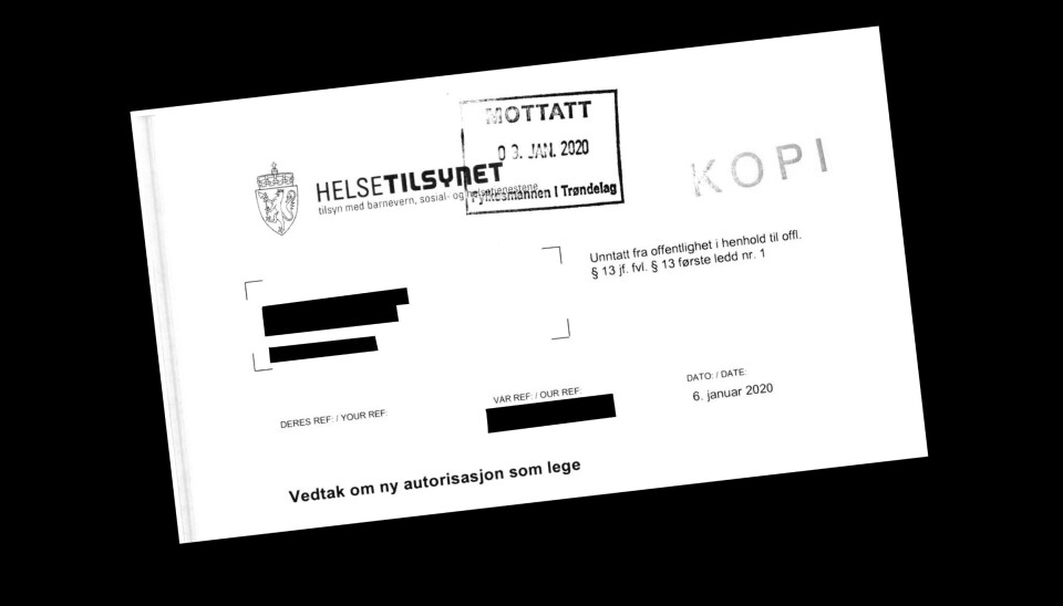 ETTERLENGTET VEDTAK: Denne legen har fått tilbake autorisasjonen etter å ha mista den i en periode. Skal man få tilbake autorisasjonen, må man dokumentere en endring.