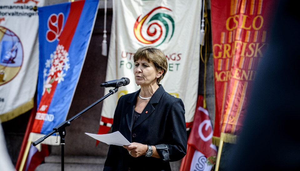 2012: Daværende nestleder Nord foran Stortinget, som taler på fanemarkering mot EUs vikarbyrådirektiv.