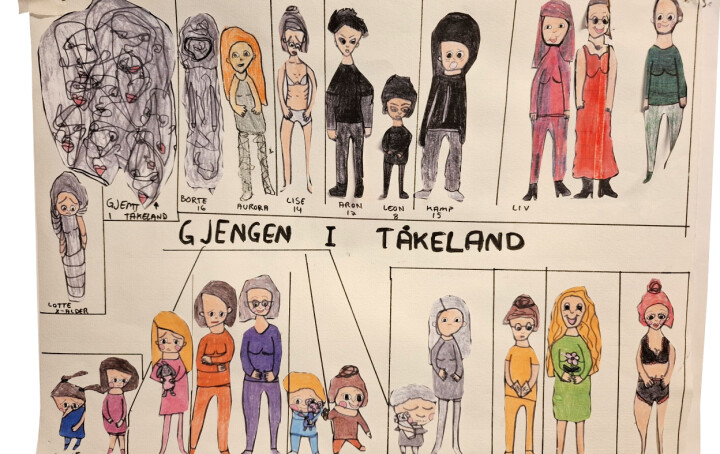 GJENGEN: Når Emma blir tvunget til å håndtere en vanskelig situasjon, kan en av hennes mer enn 20 ulike identiteter dukke opp. Her har hun tegnet persongalleriet.